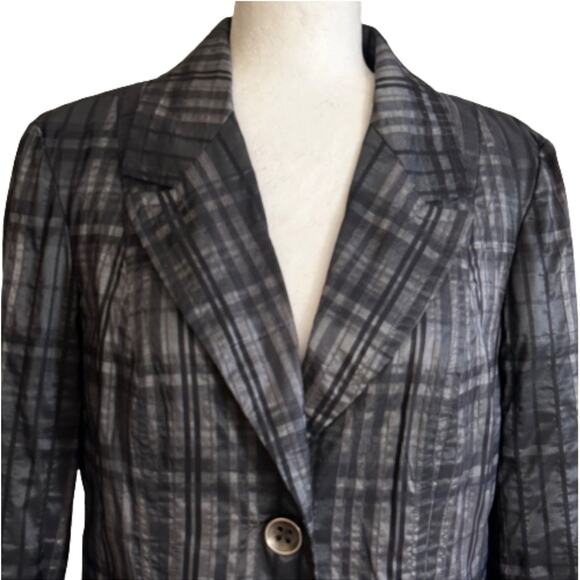 Tribal Black Gray Metallic Textured Button Front Pockets Blazer Jacket Size 10 - Picture 3 of 12